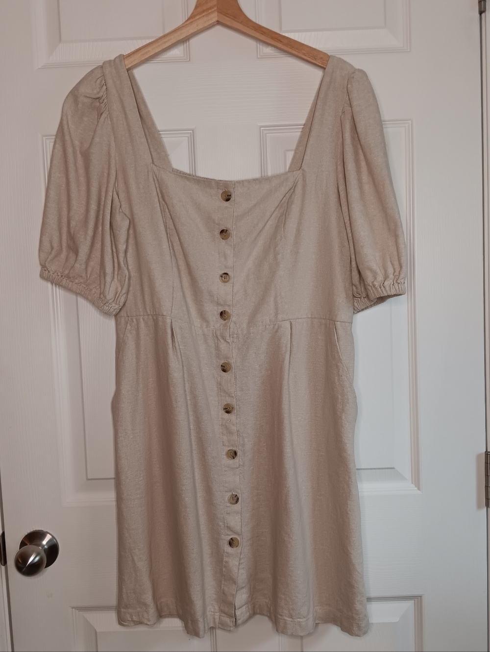 Women's Old Navy Linen Square Neck Button Dress